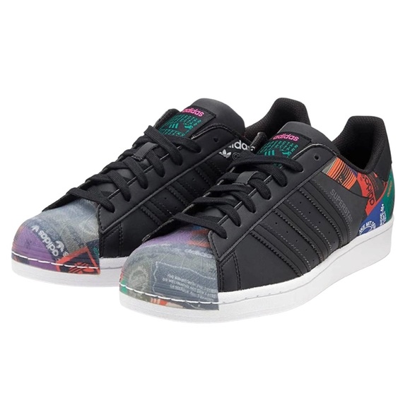 Adidas Originals Men's Superstar Low Top Logo Patchwork Sneakers Size 8